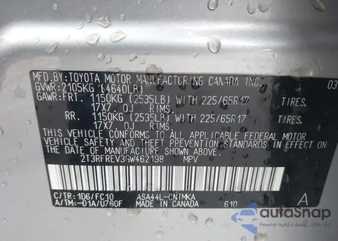 2016 Toyota Rav4 Xle from USA, damaged, VIN 2T3RFREV3GW462198